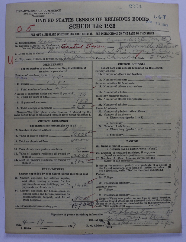 Scan of Colored Methodist Episcopal Church: 2224