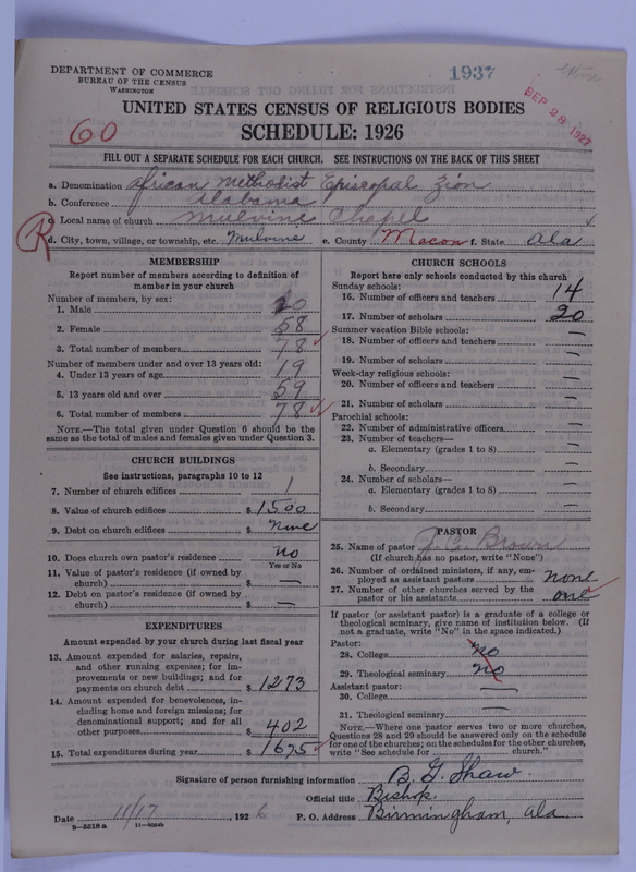 Scan of African Methodist Episcopal Zion Church: 1937