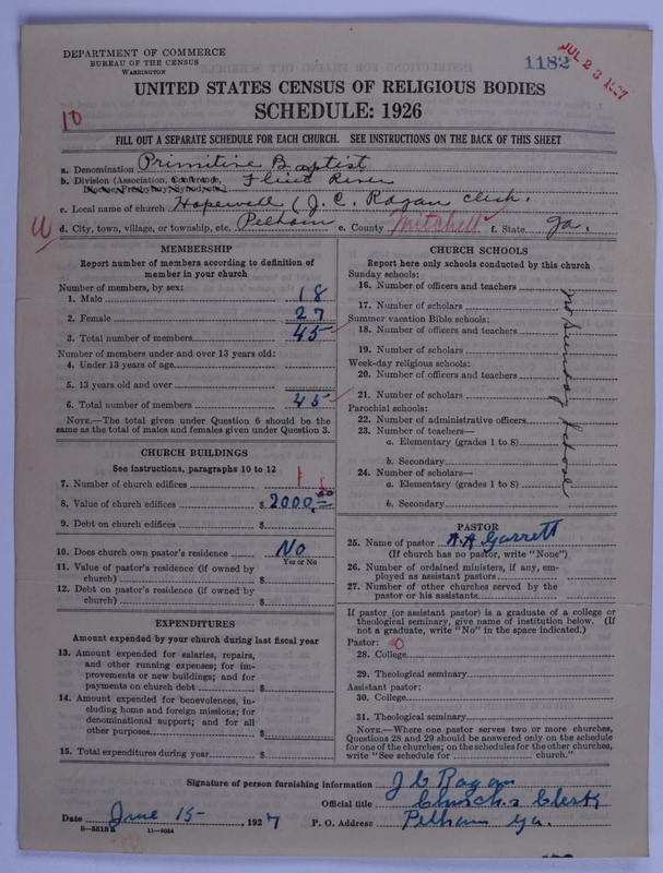Scan of Primitive Baptists: 1182
