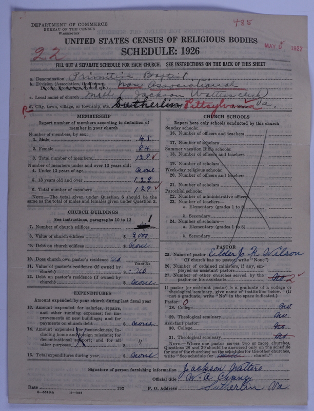 Scan of Primitive Baptists: 485