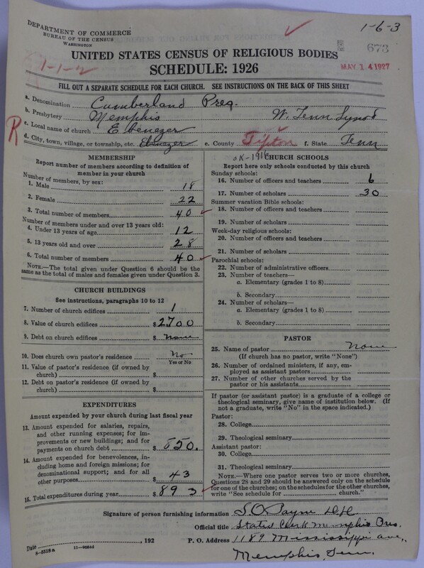 Scan of Cumberland Presbyterian Church: 673