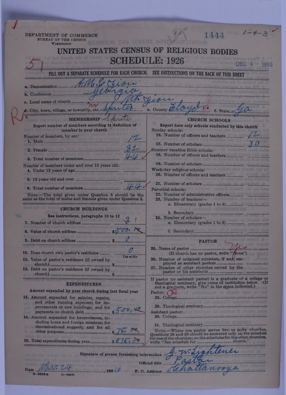 Scan of African Methodist Episcopal Zion Church: 1444