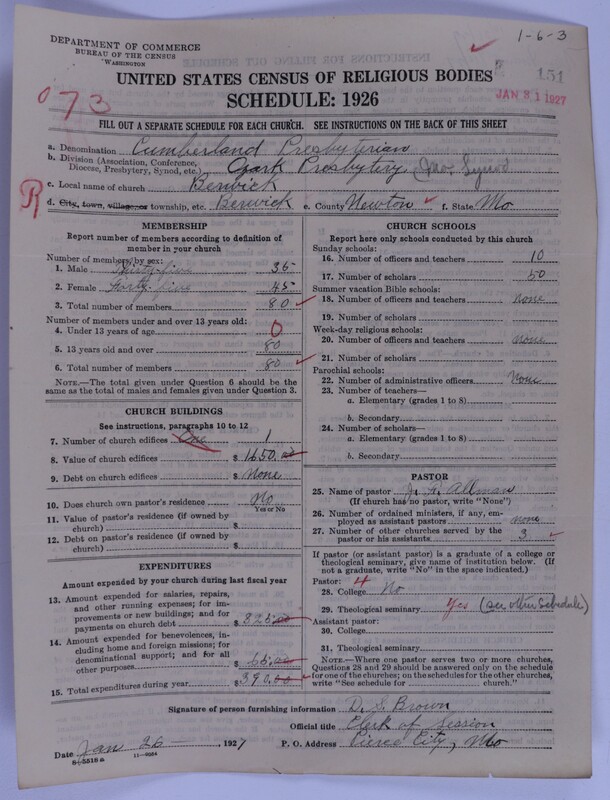 Scan of Cumberland Presbyterian Church: 151