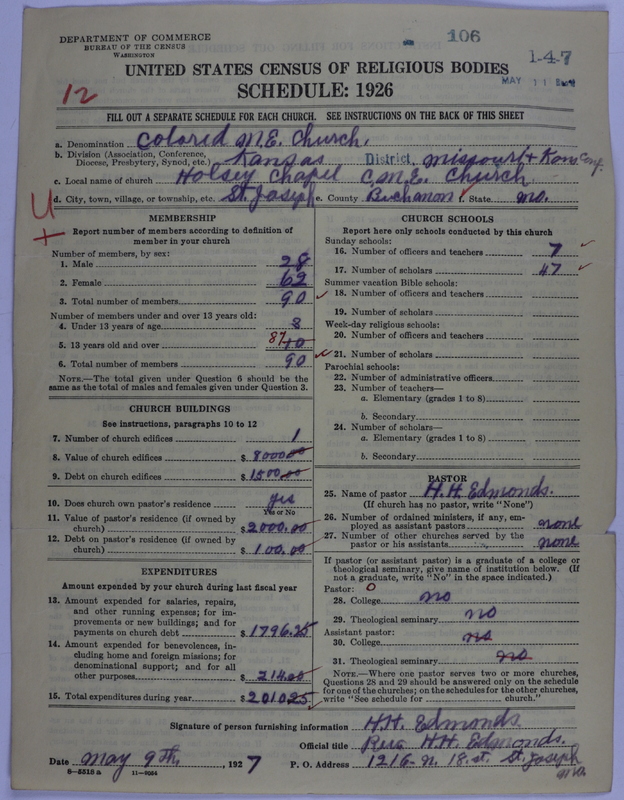 Scan of Colored Methodist Episcopal Church: 106