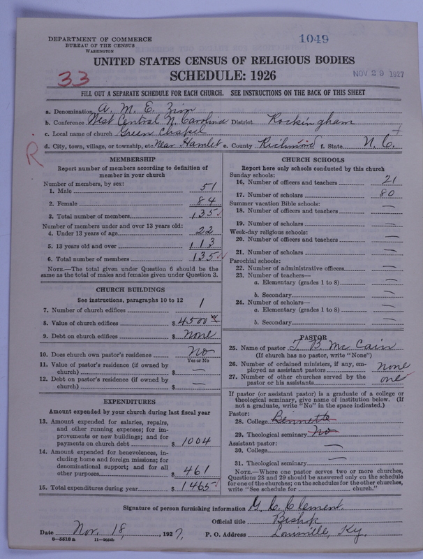 Scan of African Methodist Episcopal Zion Church: 1049