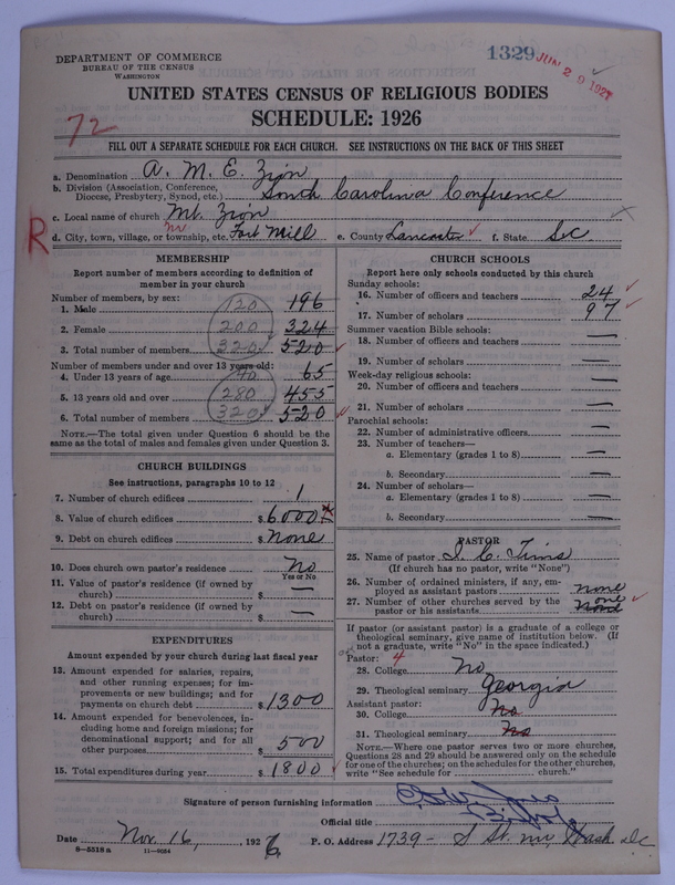 Scan of African Methodist Episcopal Zion Church: 1329