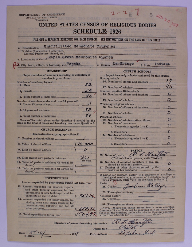 Scan of Unaffiliated Mennonite Congregations: 5