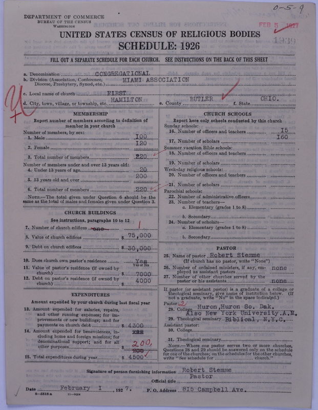 Scan of Congregational Churches: 1939