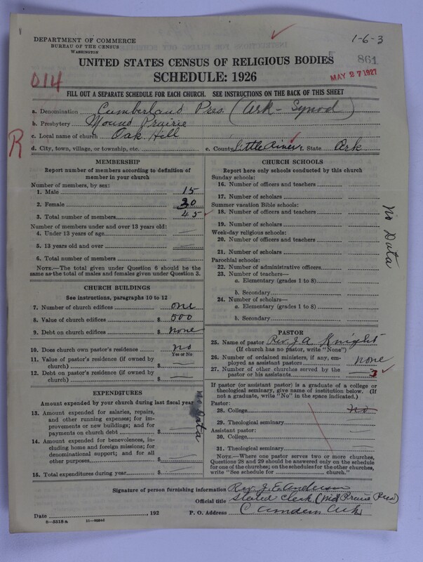 Scan of Cumberland Presbyterian Church: 861
