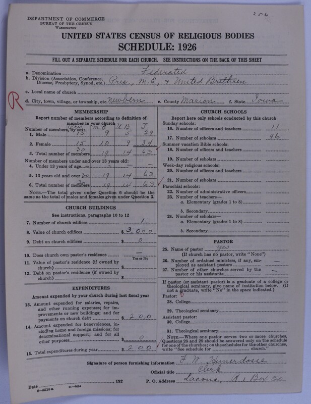 Scan of Federated Churches: 256