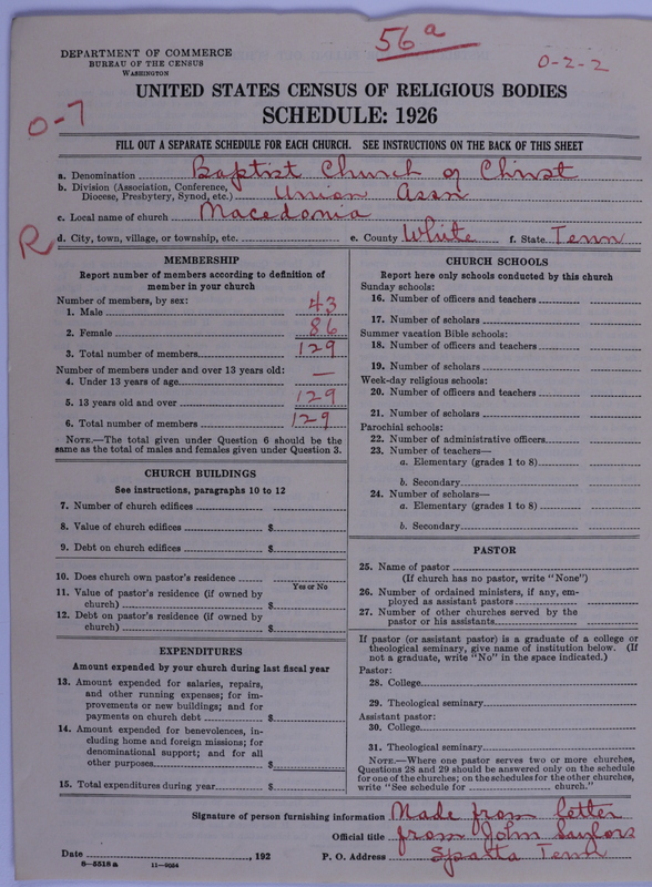 Scan of Duck River and Kindred Associations of Baptists (Baptist Church of Christ): 56a