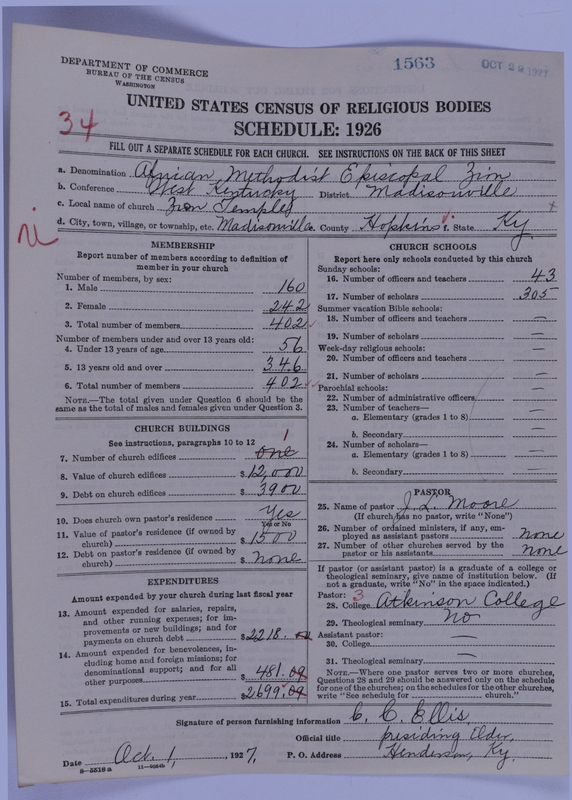 Scan of African Methodist Episcopal Zion Church: 1563