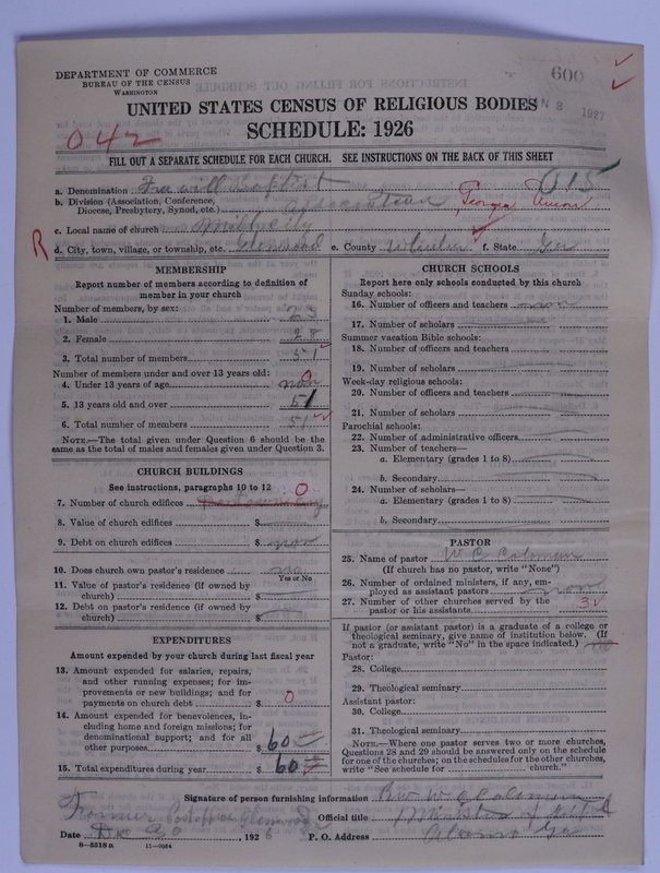 Scan of Free Will Baptists: 600