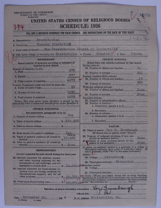 Scan of Presbyterian Church in the United States of America: 1595