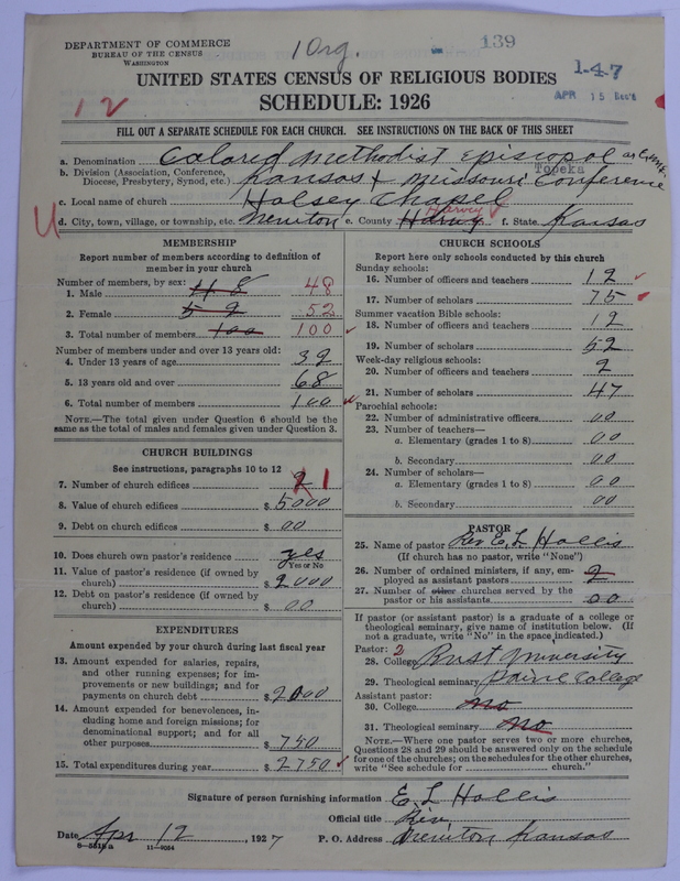 Scan of Colored Methodist Episcopal Church: 139