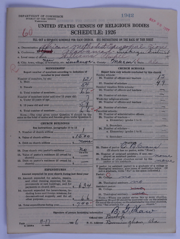 Scan of African Methodist Episcopal Zion Church: 1942