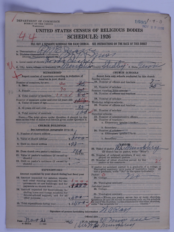 Scan of African Methodist Episcopal Zion Church: 1695