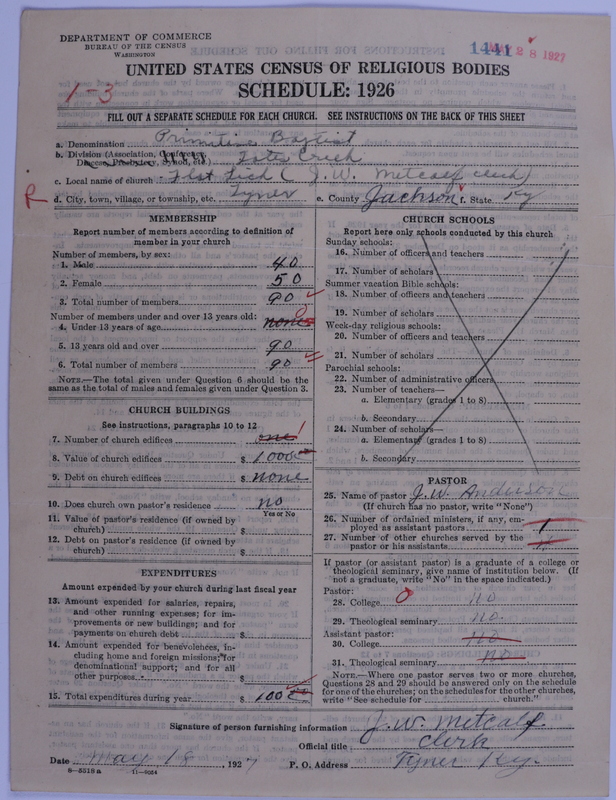 Scan of Primitive Baptists: 1441