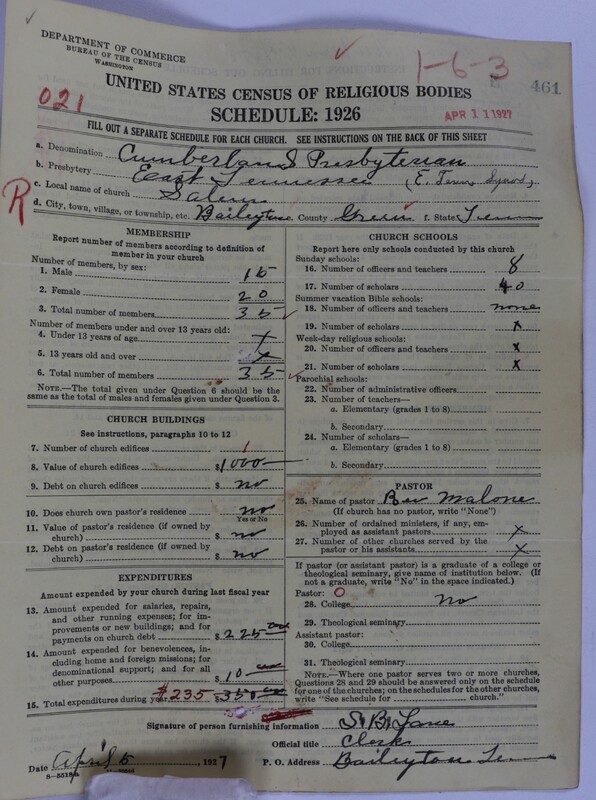 Scan of Cumberland Presbyterian Church: 461