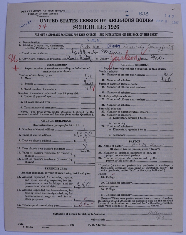 Scan of African Methodist Episcopal Church: 838