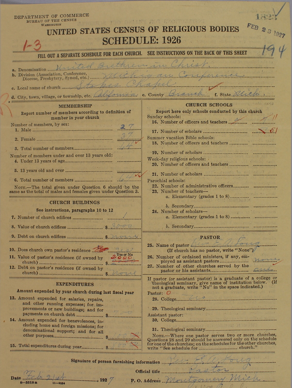 Scan of Church of the United Brethren in Christ: 1823