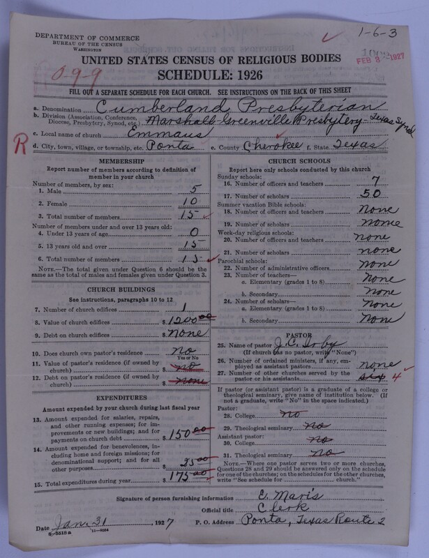 Scan of Cumberland Presbyterian Church: 1002