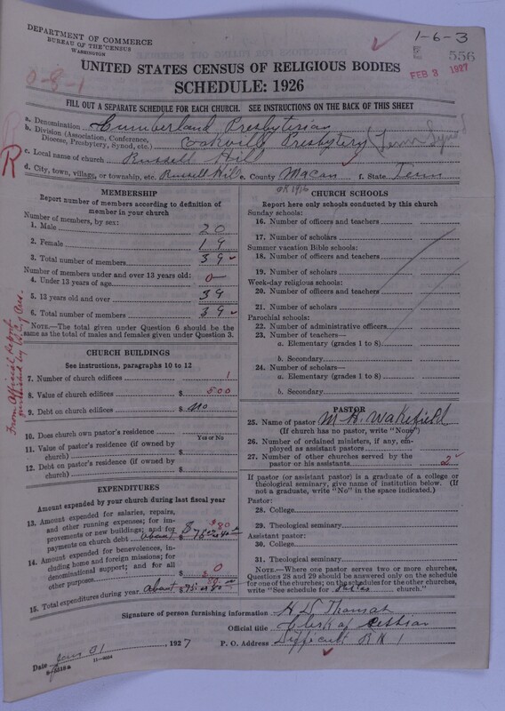 Scan of Cumberland Presbyterian Church: 556