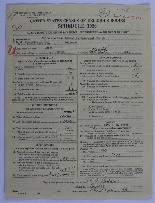 Scan of Union American Methodist Episcopal Church: 46a