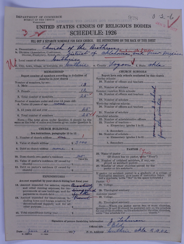 Scan of Church of the Brethren (Conservative Dunkers): 928