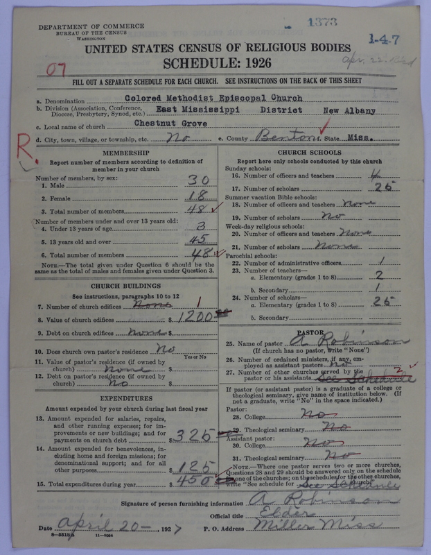 Scan of Colored Methodist Episcopal Church: 1373