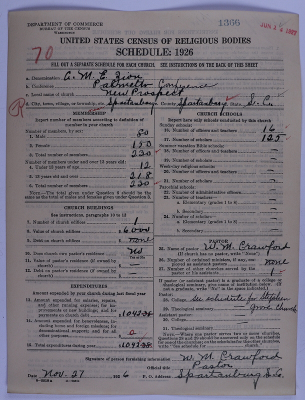 Scan of African Methodist Episcopal Zion Church: 1366
