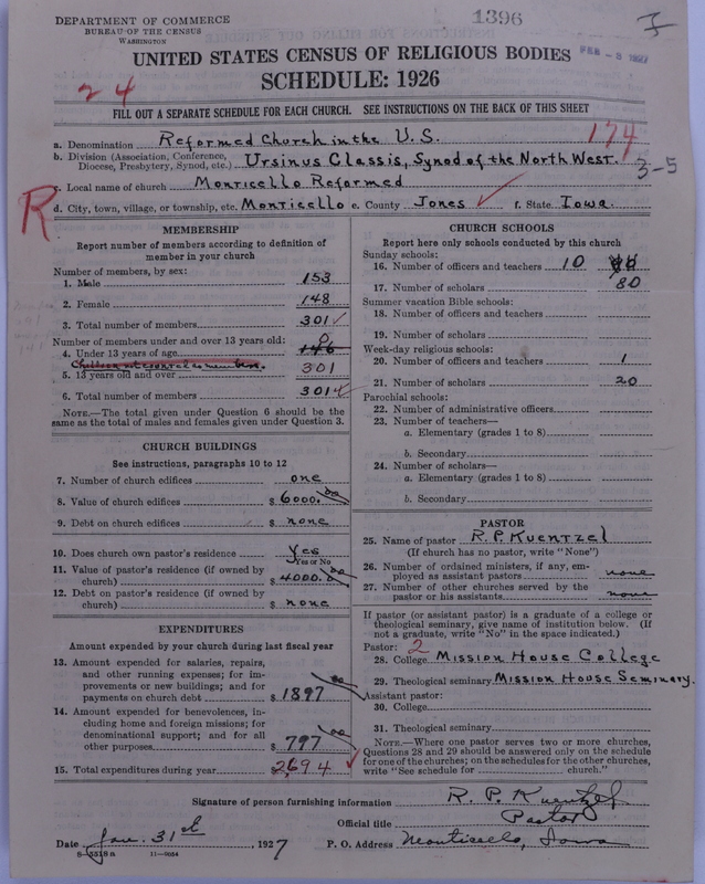 Scan of Reformed Church in the United States: 1396