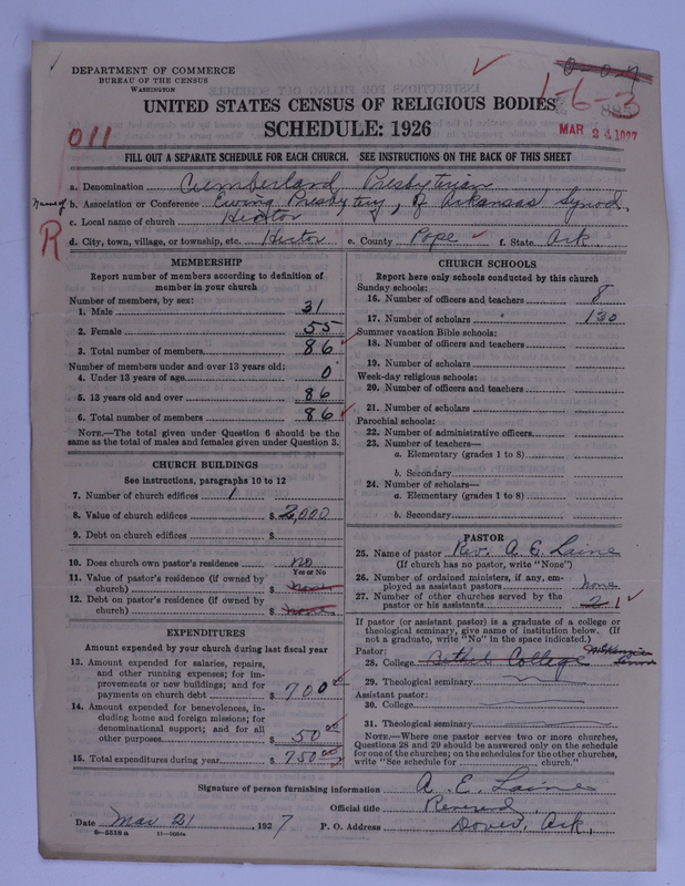 Scan of Cumberland Presbyterian Church: 885