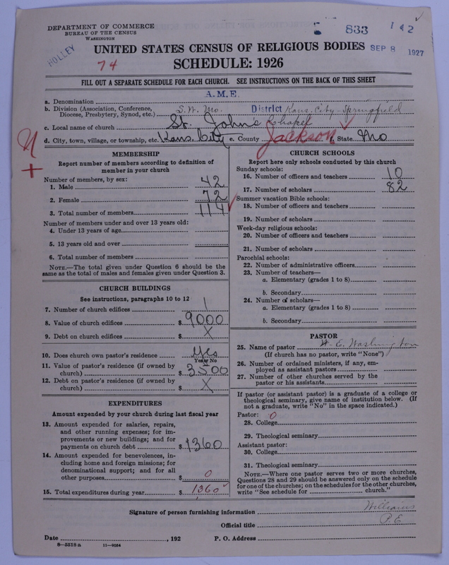 Scan of African Methodist Episcopal Church: 833