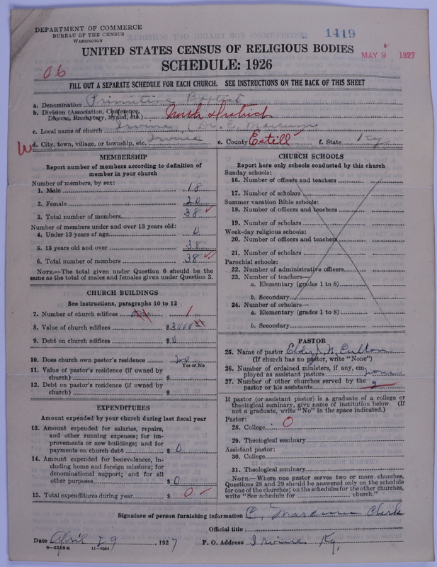 Scan of Primitive Baptists: 1419