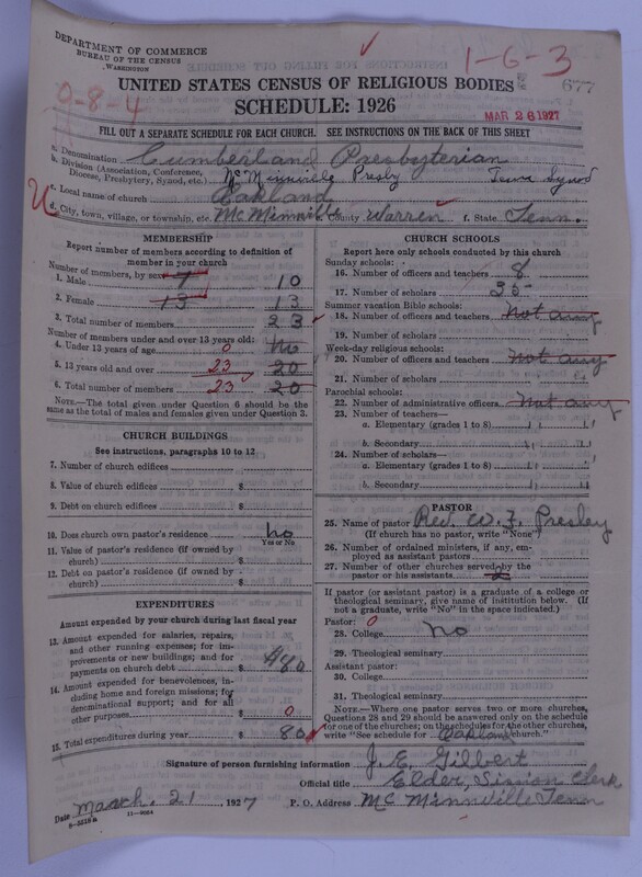 Scan of Cumberland Presbyterian Church: 677