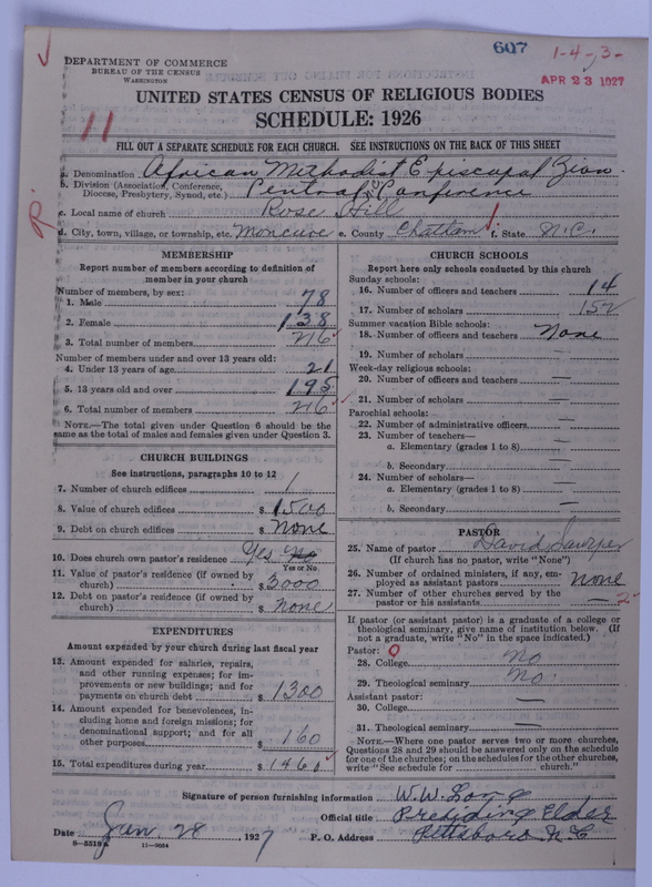 Scan of African Methodist Episcopal Zion Church: 607
