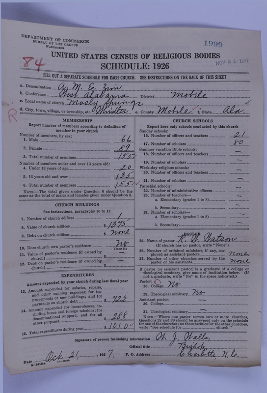 Scan of African Methodist Episcopal Zion Church: 1999