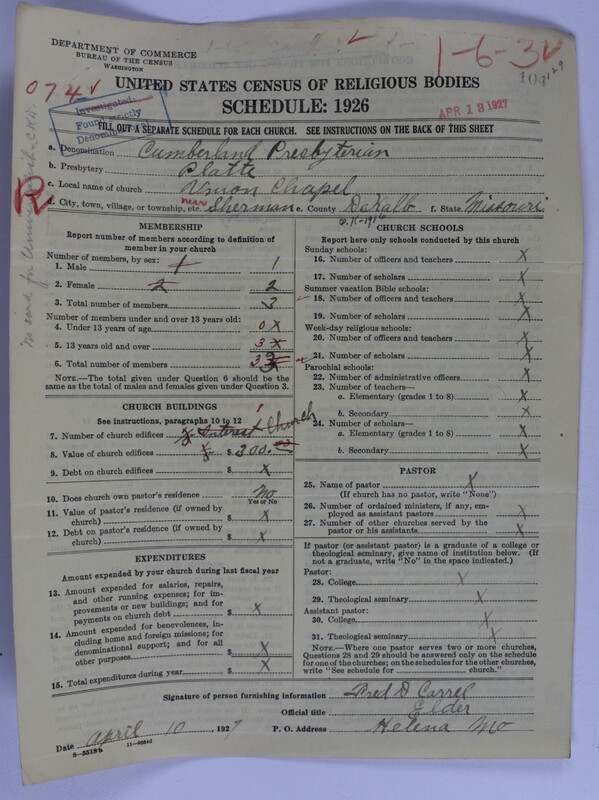 Scan of Cumberland Presbyterian Church: 104