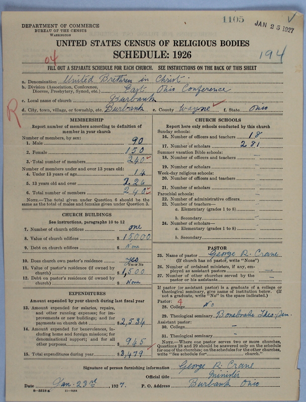 Scan of Church of the United Brethren in Christ: 1105