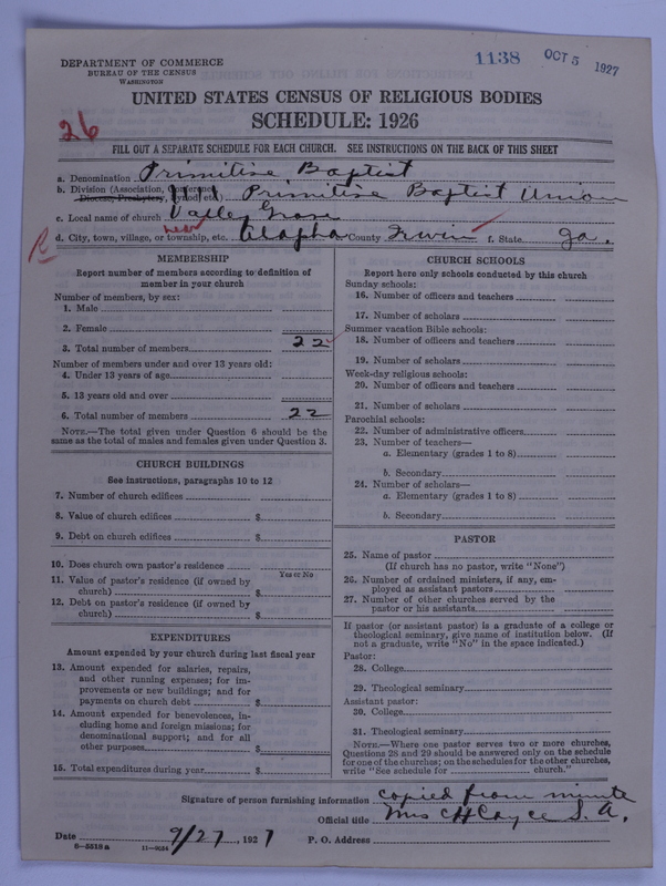 Scan of Primitive Baptists: 1138