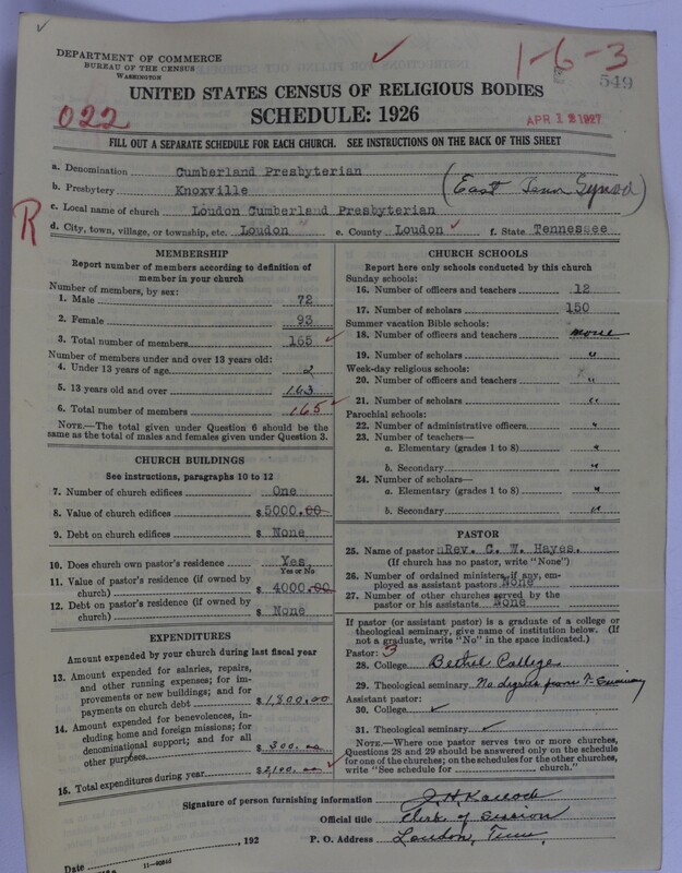 Scan of Cumberland Presbyterian Church: 549