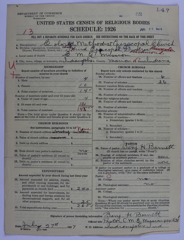 Scan of Colored Methodist Episcopal Church: 62