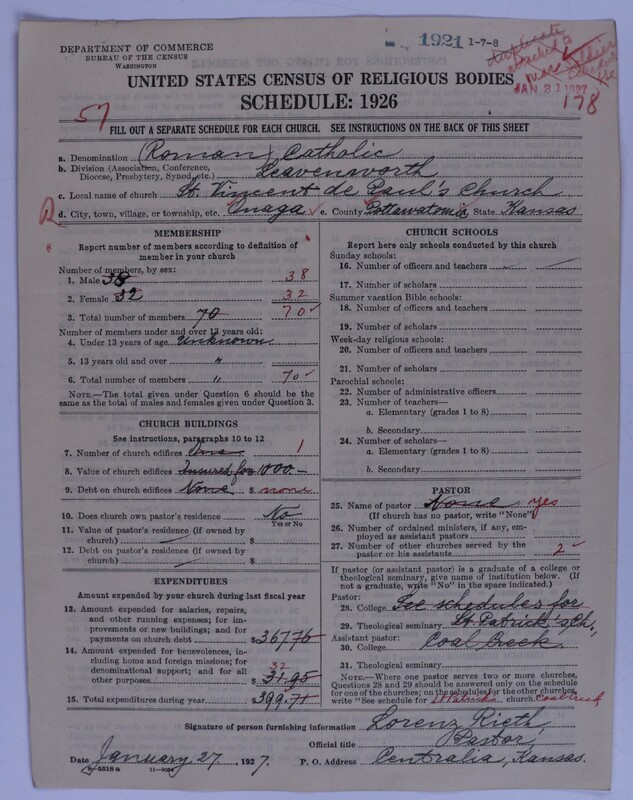 Scan of Roman Catholic Church: 1921