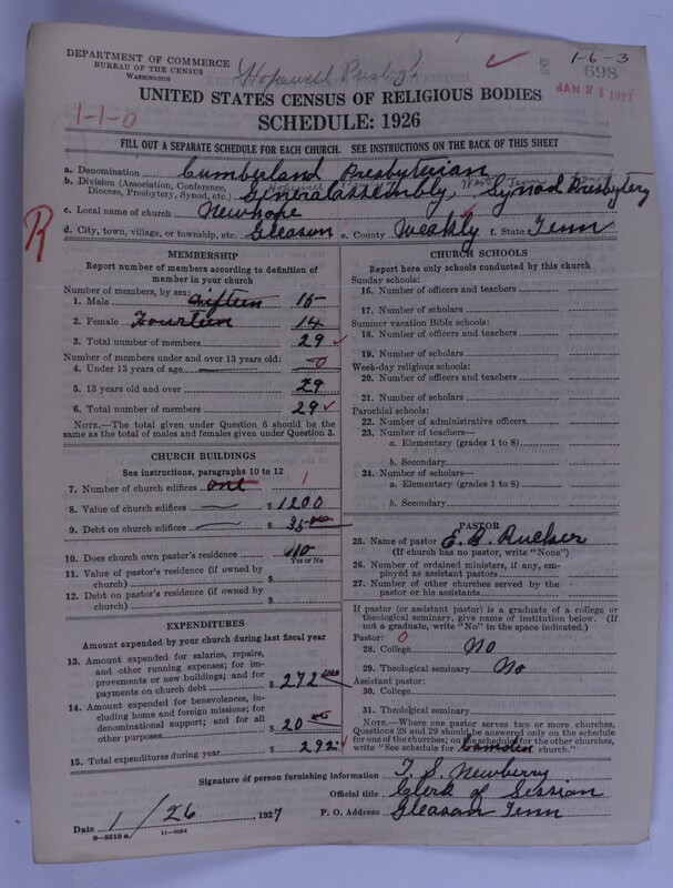 Scan of Cumberland Presbyterian Church: 698
