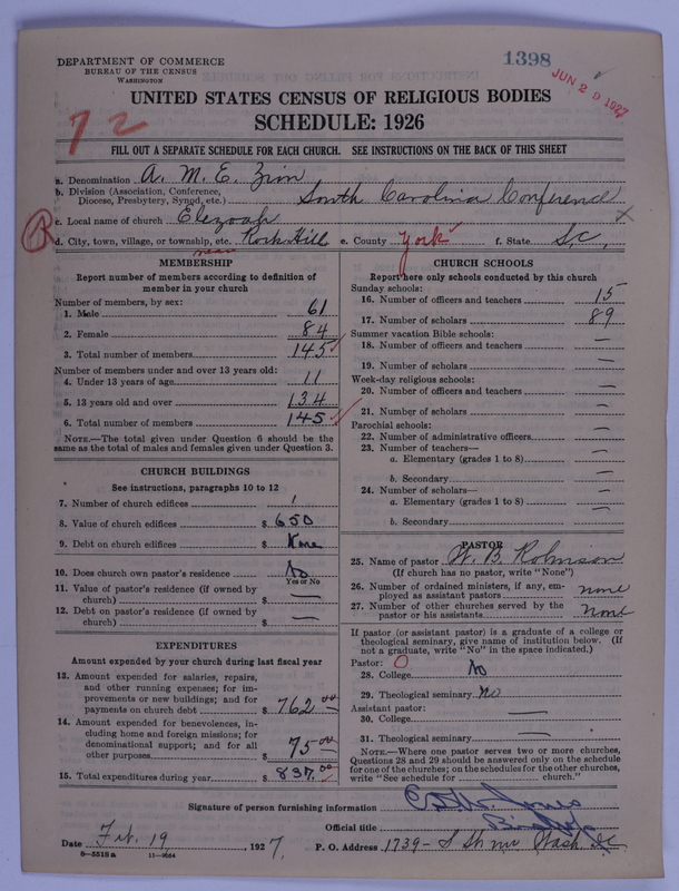 Scan of African Methodist Episcopal Zion Church: 1398