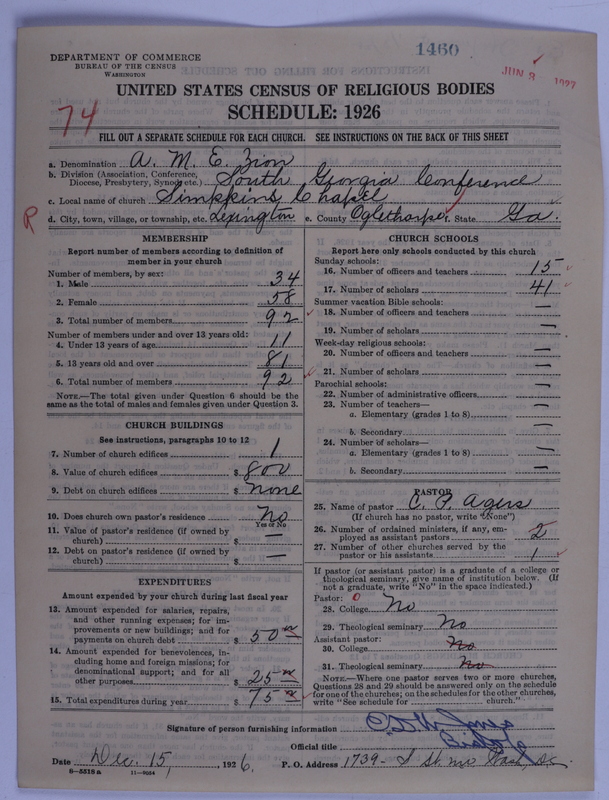 Scan of African Methodist Episcopal Zion Church: 1460