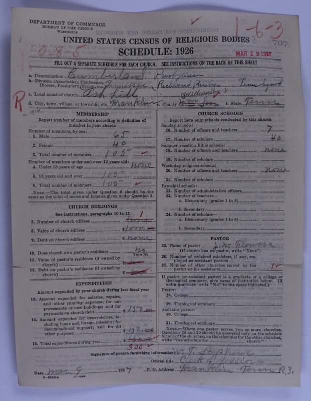 Scan of Cumberland Presbyterian Church: 707
