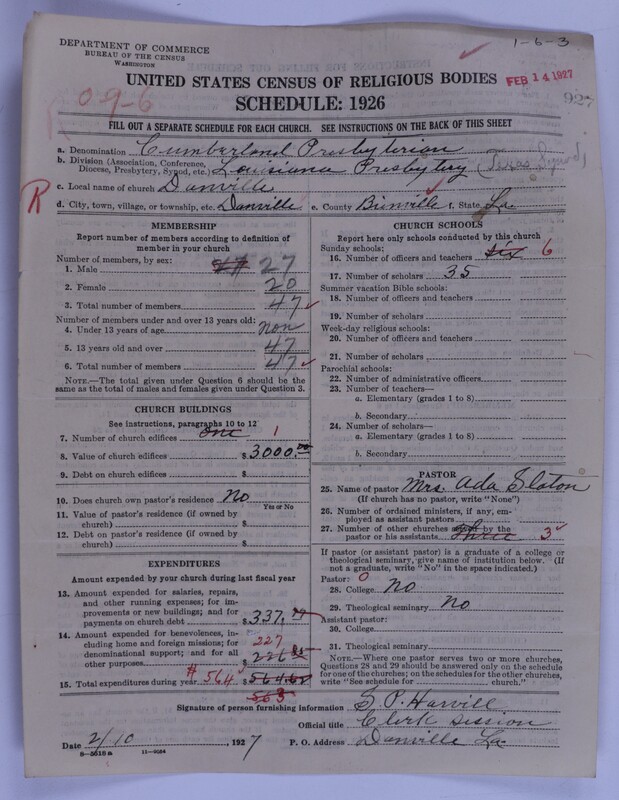 Scan of Cumberland Presbyterian Church: 927