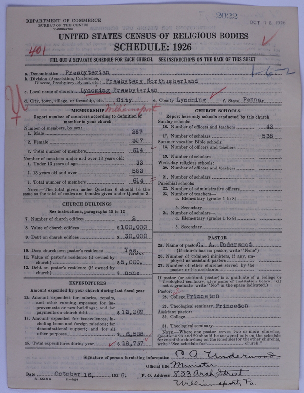 Scan of Presbyterian Church in the United States of America: 2022